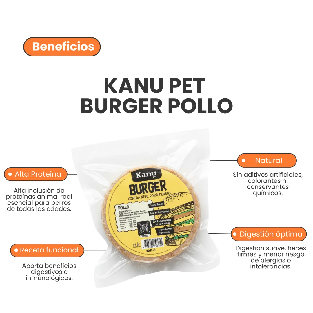 Alimento Congelado Burger sabor Pollo Kanu Pet para Perros 100% Comida Real - Image 2