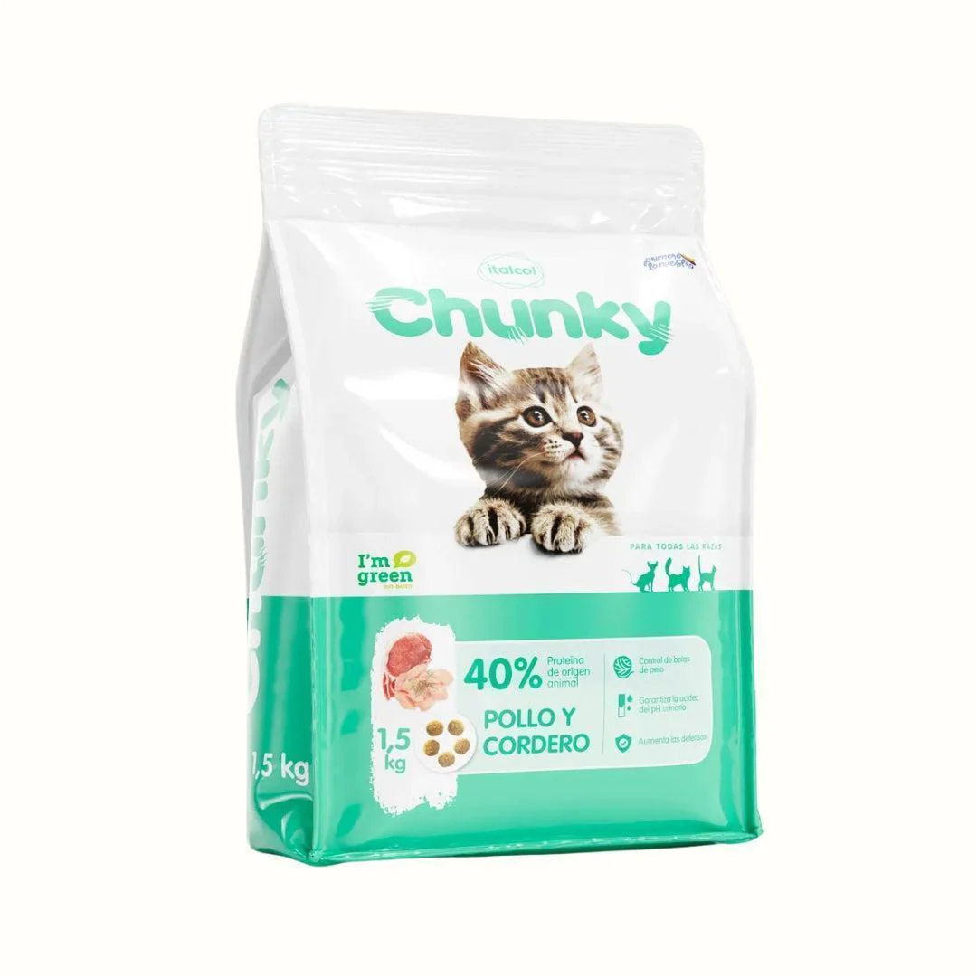 Alimento Seco Chunky Gatitos Pollo y Cordero para Gatos Cachorros