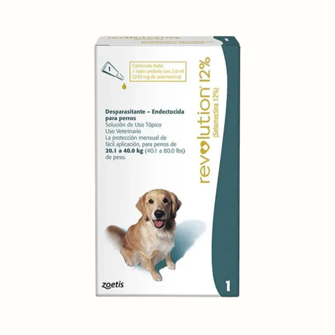 Antipulgas Revolution 12 % Verde Selamectina pipeta para Perros y Gatos