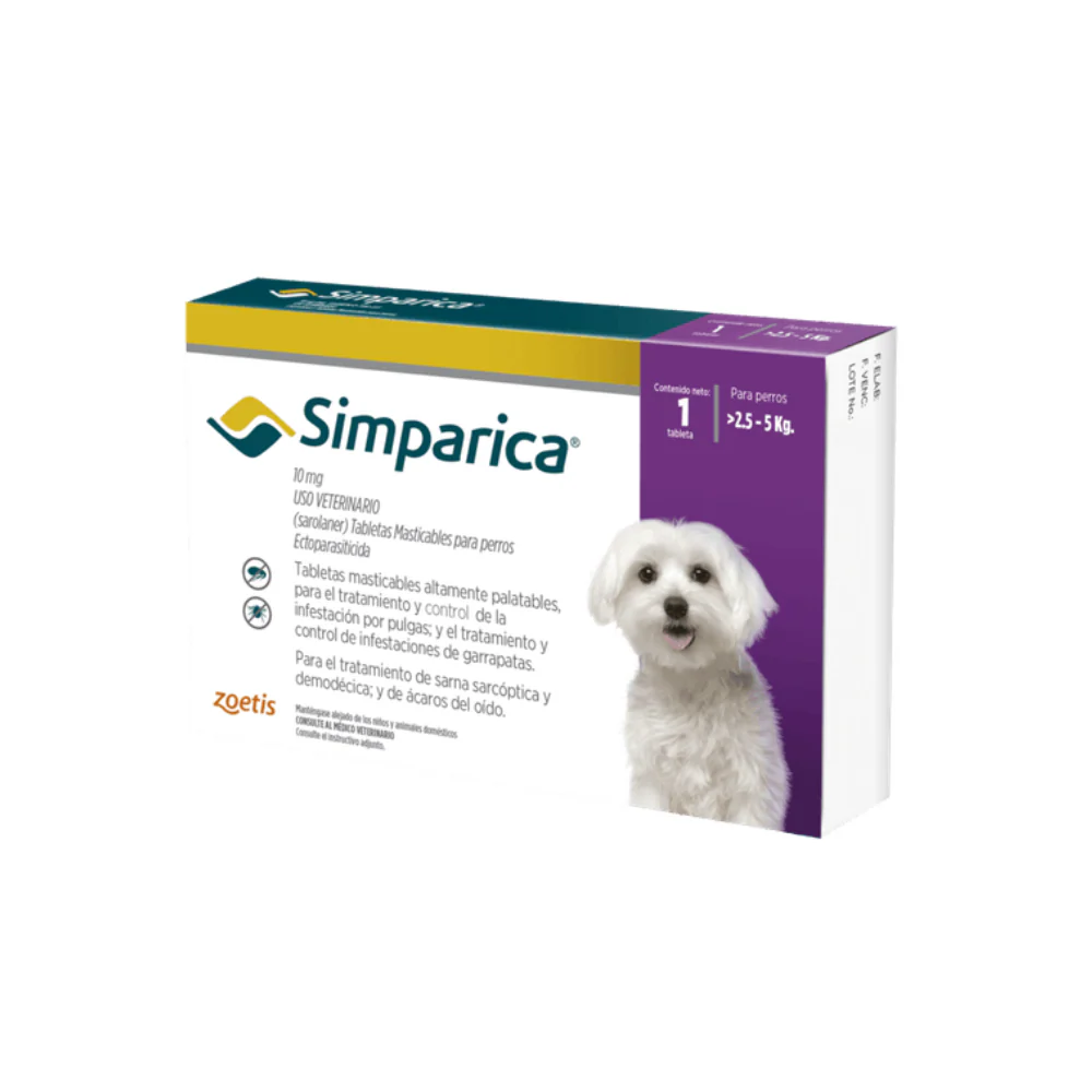 Antipulgas Simparica comprimido 2.5-5 kg para Perros
