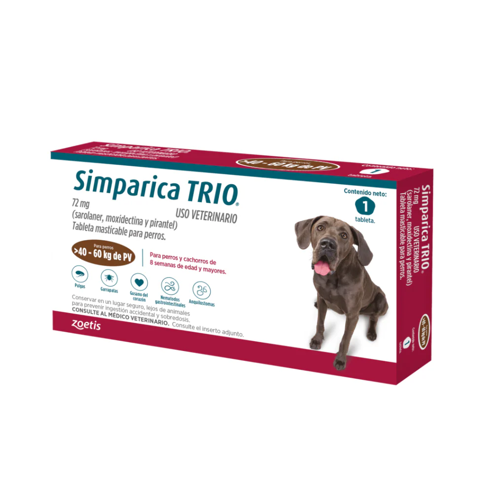 Antipulgas Simparica Trio comprimido 40-60 kg para Perros
