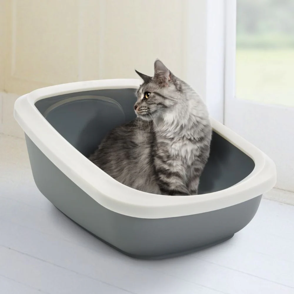 Aseo Arenero Con Espaldar Alto Y Aros Grande 56X39X27.5Cm Color Gris Para Gato - Image 2