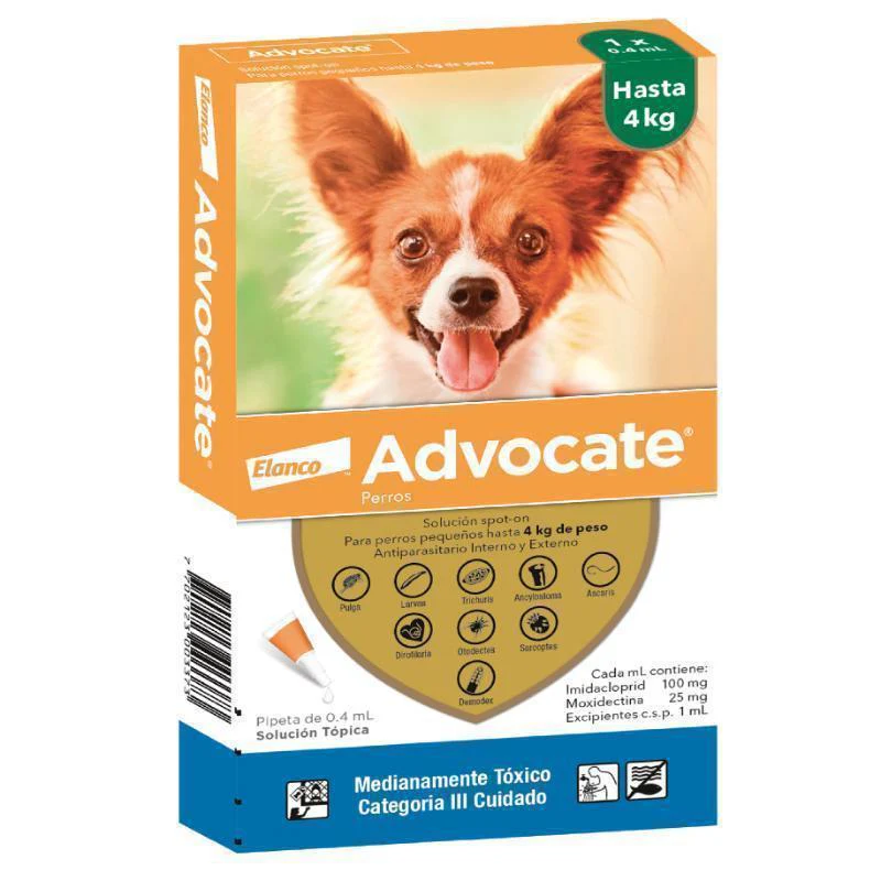 Antipulgas y Antiparasitario Advocate para perro (hasta 4 kg)