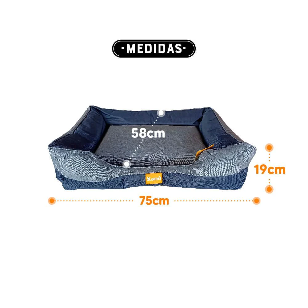 Cama Kanu Rectangular Azul Kanu Pet Para Perro