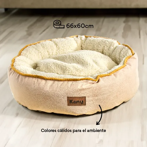 Cama Redonda Ovejero Beige Kanu Pet para Perro - Image 3