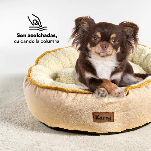 Cama Redonda Ovejero Beige Kanu Pet para Perro - Image 4