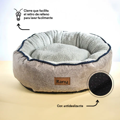 Cama Redonda Ovejero Gris Con Azul Kanu Pet Para Perro - Image 3