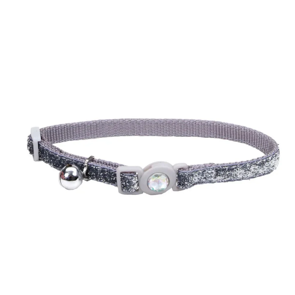 Collar Gato Brillante Plateado para gatos