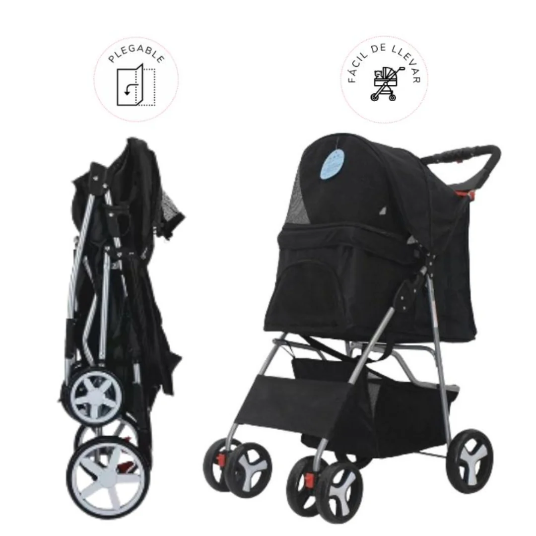 Coche Plegable Negro Kanu Pet para Perro y Gato - Image 2
