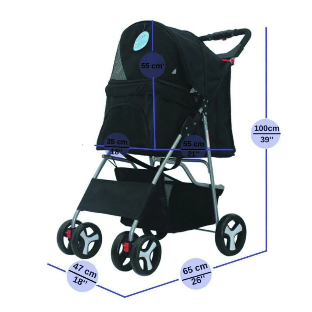 Coche Plegable Negro Kanu Pet para Perro y Gato - Image 3