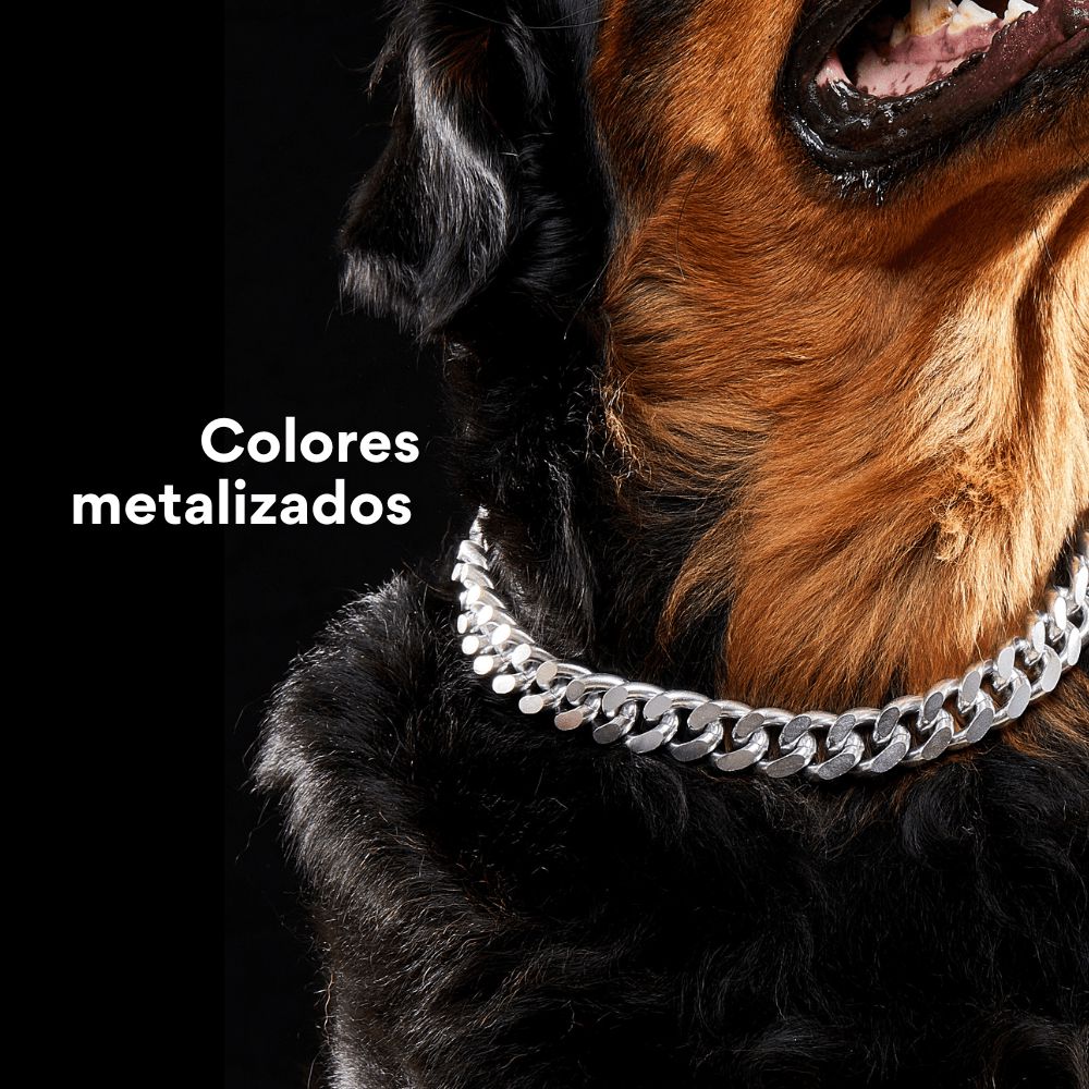 Collar Cadena Cubana Kanu Pet Plateada para Perro y Gato - Image 4