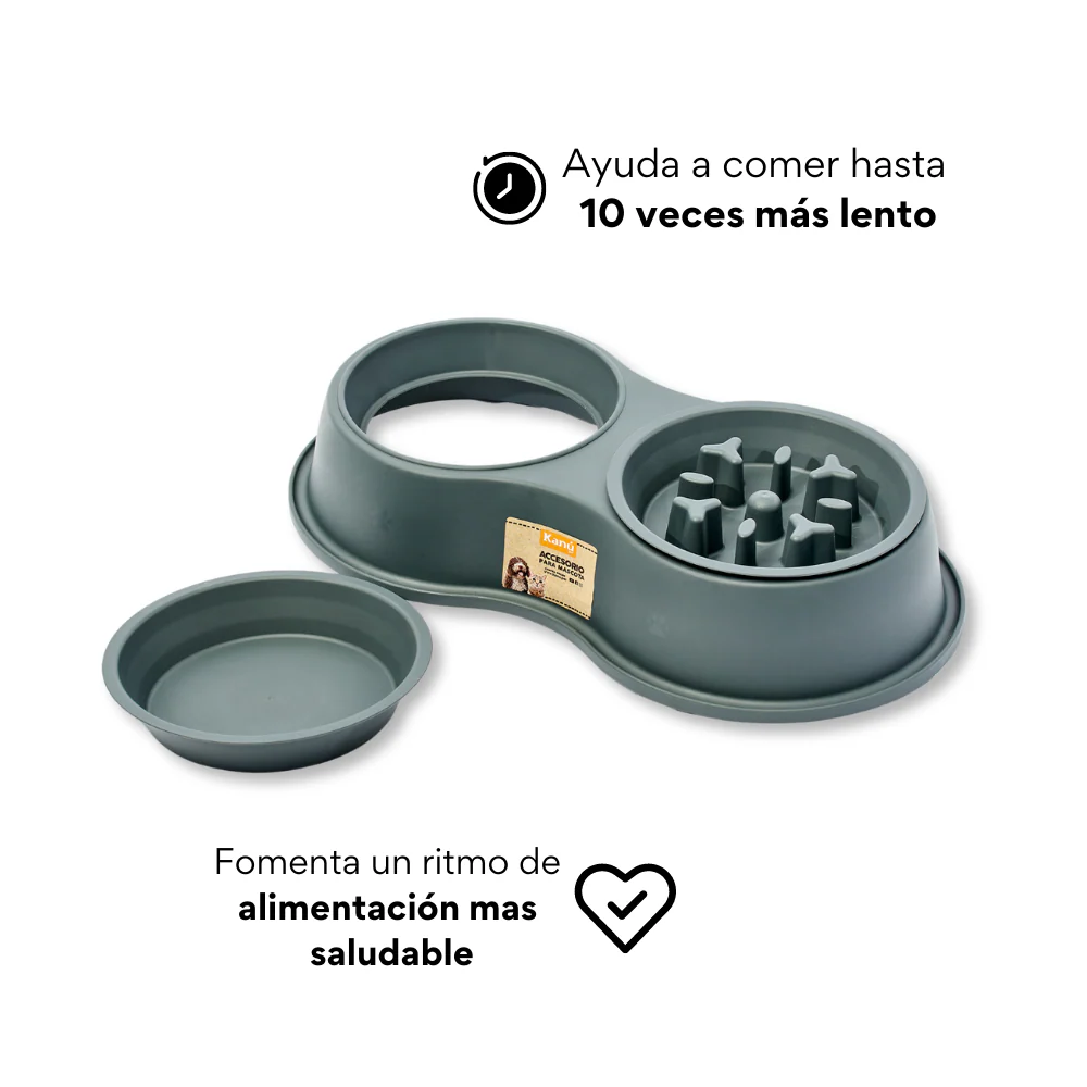 Comedero Circular Antirreflujo Doble Kanu Pet Verde para Perro y Gato - Image 3
