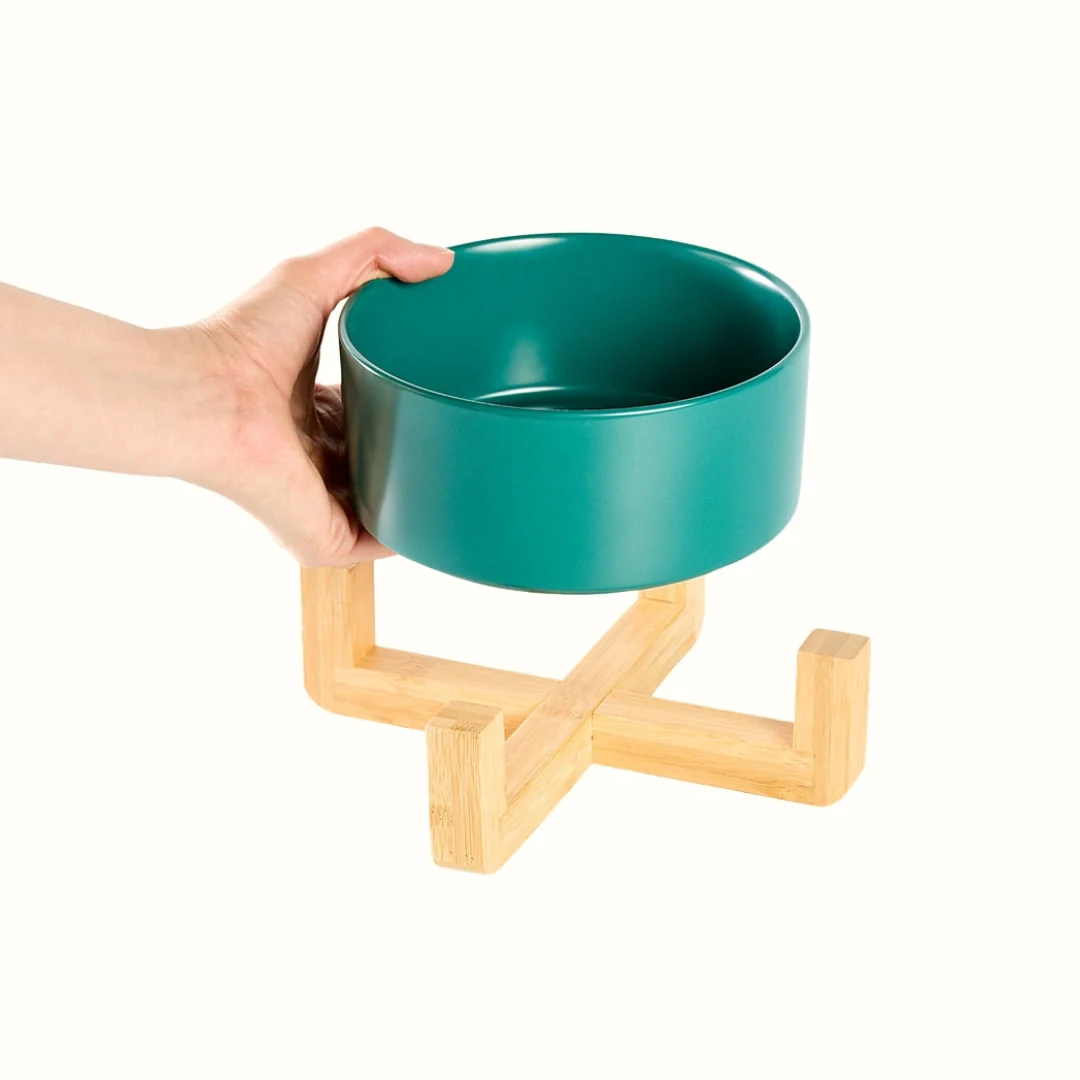 Comedero y Bebedero de Cerámica y Madera Kanu Pet para Perro y Gato - Image 2
