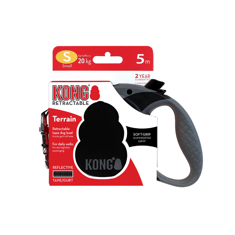 Correa Kong Retractil Negra Para Perro