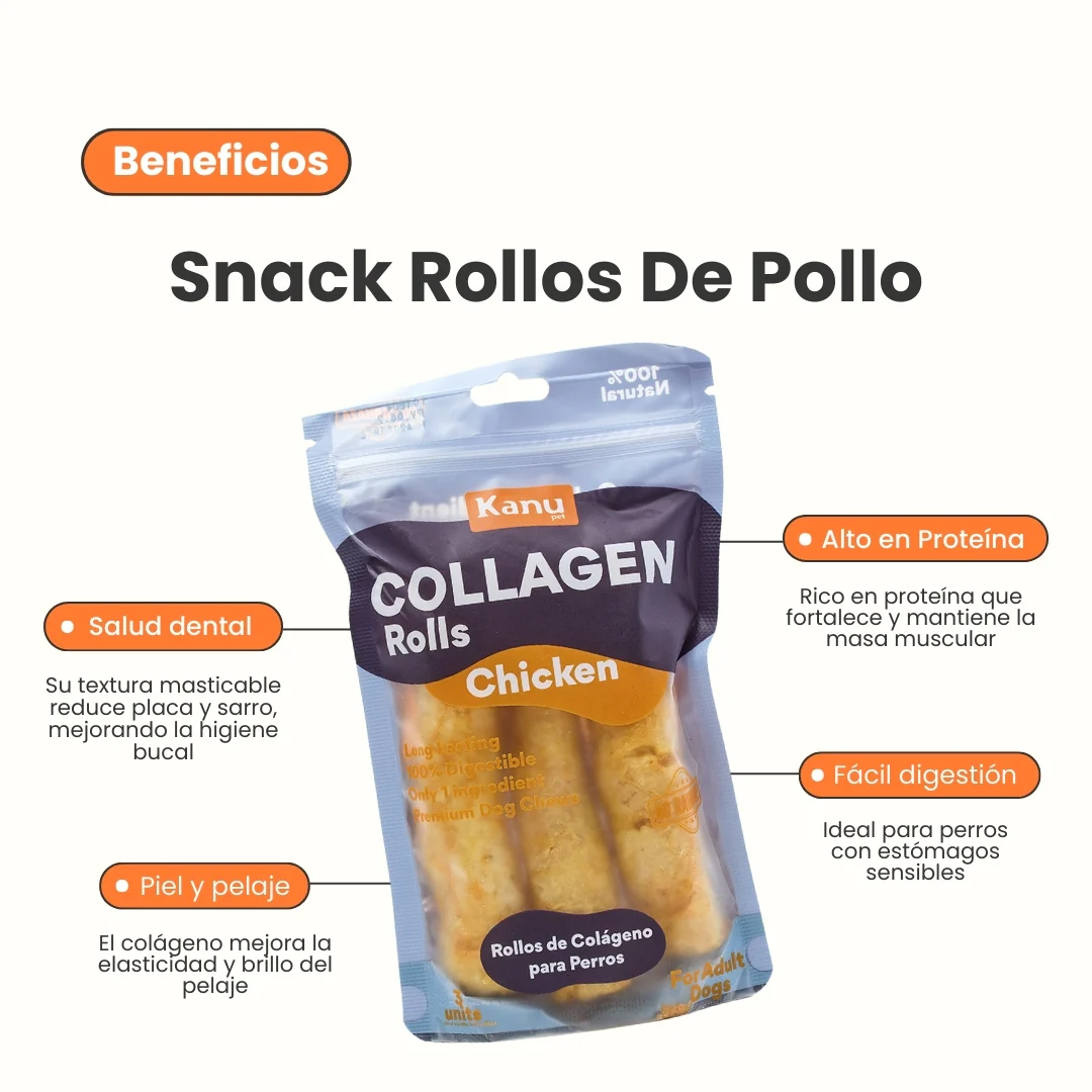 Snack Rollos de Colágeno Kanu Pet de Pollo para Perro. No es Carnaza 3 Unds - Image 2