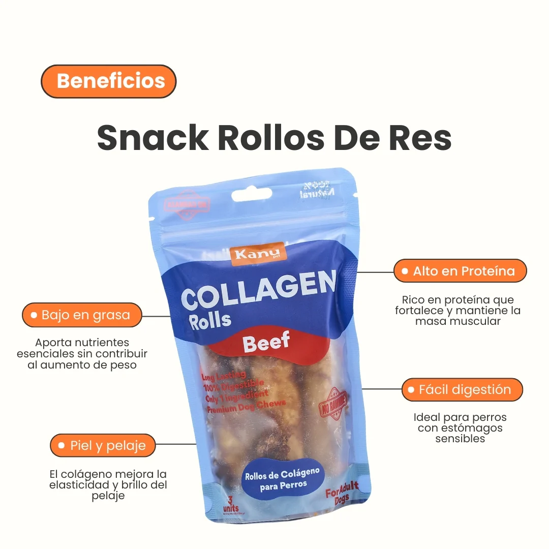 Snack Rollos de Colágeno Kanu Pet de Res para Perro. No es Carnaza 3 Unds - Image 2