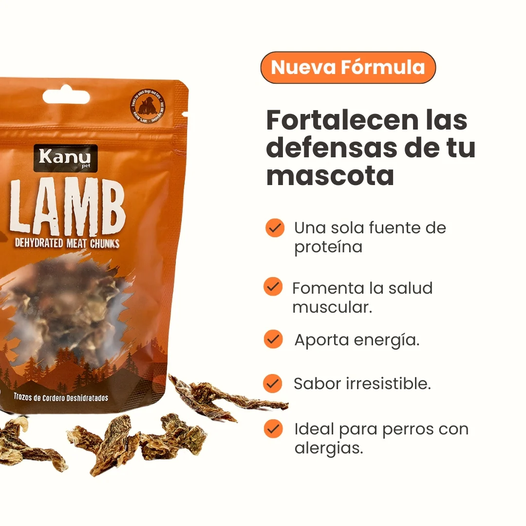 Snack de Trozos de Cordero Deshidratados Kanu Pet para perros y gatos 100% Natural Un solo ingrediente - Image 6