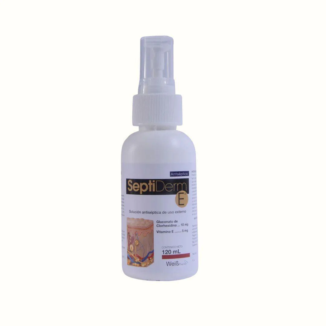 Antiséptico Cutáneo Septiderm (Clorhexidina Al 1% + Vitamina E) para Perros y Gatos