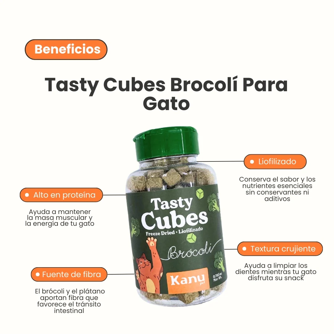 Snack Liofilizado Tasty Cubes Brocoli para Gatos Bajas en Calorías - Image 2