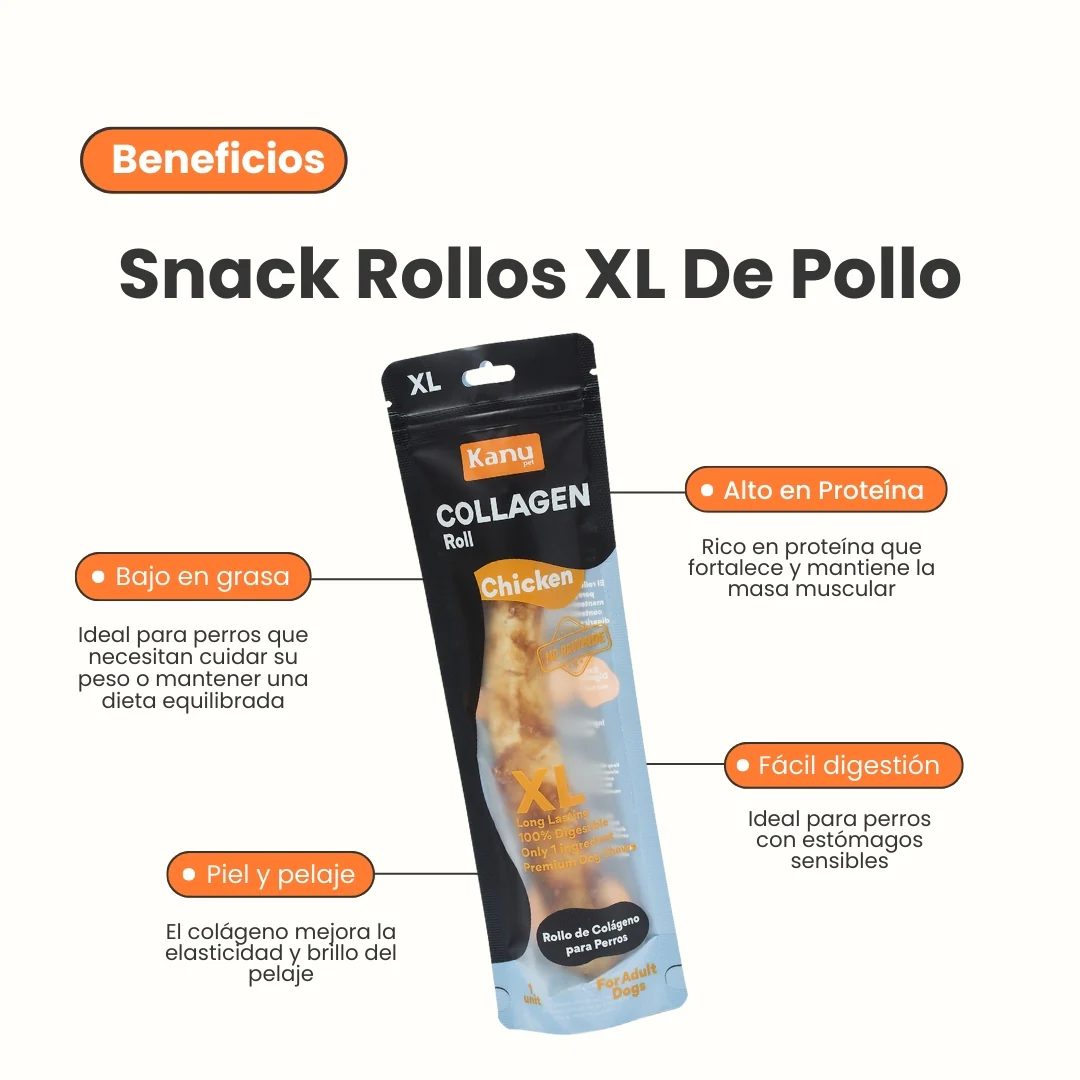 Snack Rollo de Colágeno XL de Pollo Kanu Pet para Perro . No es Carnaza - Image 2