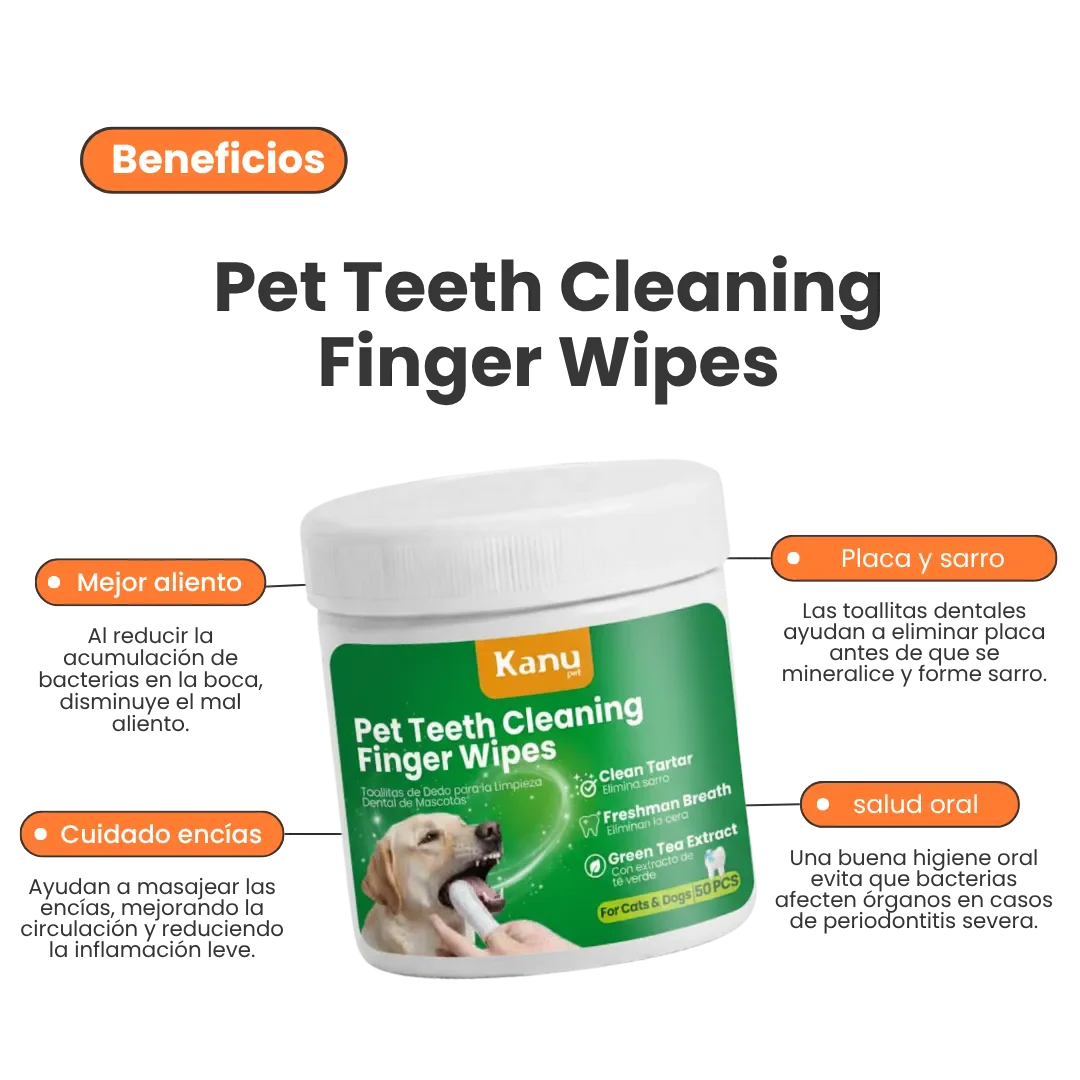 Toallitas de Dedo para Limpieza Dental Kanu Pet para Perro y Gato - Image 2
